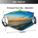 yanfind Jetty Sunset Lights Evening Waves Sea Clouds Beach Island Dock Boardwalk Outdoors Dust Washable Reusable Filter and Reusable Mouth Warm Windproof Cotton Face