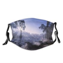 yanfind Dawn Frost Landscape Copse Tree Scene Snow Sunrise Sky  Scenics Clear Dust Washable Reusable Filter and Reusable Mouth Warm Windproof Cotton Face
