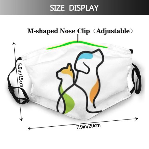 yanfind Abstract Company Isolated Emblem Cat Kitty Cute Clinic Mascot Shield Vet Dog Dust Washable Reusable Filter and Reusable Mouth Warm Windproof Cotton Face