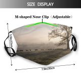 yanfind Winter Mist Field Morning Natural Winter Atmospheric Fog England Landscape Sky Tree Dust Washable Reusable Filter and Reusable Mouth Warm Windproof Cotton Face