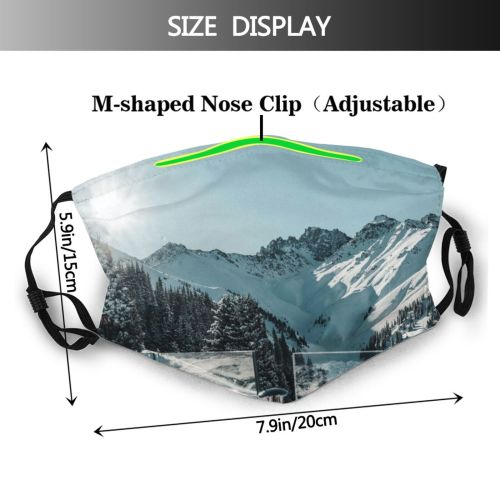 yanfind Ice Glacier Daylight Frost Frosty Mountain Snowy Icy Daytime Frozen Peaks Scenery Dust Washable Reusable Filter and Reusable Mouth Warm Windproof Cotton Face
