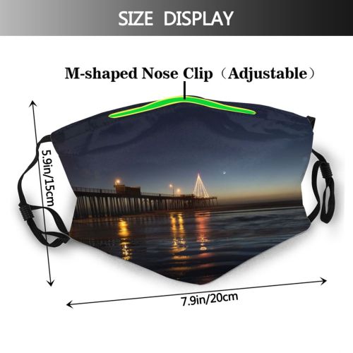 yanfind Jetty Sunset Evening Dawn Waves Sea Bridge Beach Dock Dark Outdoors Sky Dust Washable Reusable Filter and Reusable Mouth Warm Windproof Cotton Face
