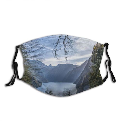 yanfind Lake Mountain Clouds Daytime High Mountains Trees Outdoors Sky Range Foggy Woods Dust Washable Reusable Filter and Reusable Mouth Warm Windproof Cotton Face