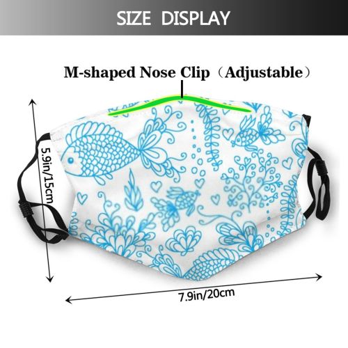 yanfind Abstract Decor Life Cute Seamless Seafood Wildlife Summer Doodle Ornament Design Art Dust Washable Reusable Filter and Reusable Mouth Warm Windproof Cotton Face