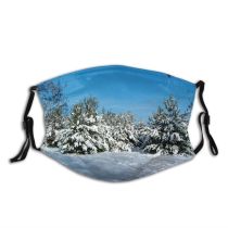yanfind Winter Sugar Roof Cabin Cottage Tree Shack Home Winter Snow Finland Lapland Dust Washable Reusable Filter and Reusable Mouth Warm Windproof Cotton Face