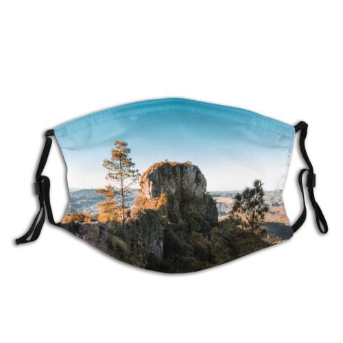 yanfind Idyllic Sight Greenery Mountain Slopes Geological Daytime Tranquil Scenery Mountains Peak Erosion Dust Washable Reusable Filter and Reusable Mouth Warm Windproof Cotton Face