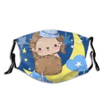 yanfind Emblem Moon Childish Little Cute Smiling Tale Fantasy Sky Night Stars Cheerful Dust Washable Reusable Filter and Reusable Mouth Warm Windproof Cotton Face