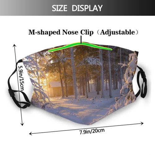 yanfind Winter Sunlight Landscape Tree Barn Forest Winter Natural Freezing Sun Snow Frost Dust Washable Reusable Filter and Reusable Mouth Warm Windproof Cotton Face