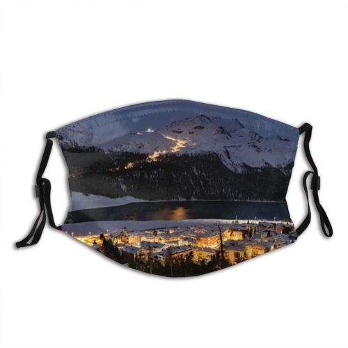 yanfind Range District Built Night Snow City Snowcapped Townscape Architecture Exterior Sky Building Dust Washable Reusable Filter and Reusable Mouth Warm Windproof Cotton Face