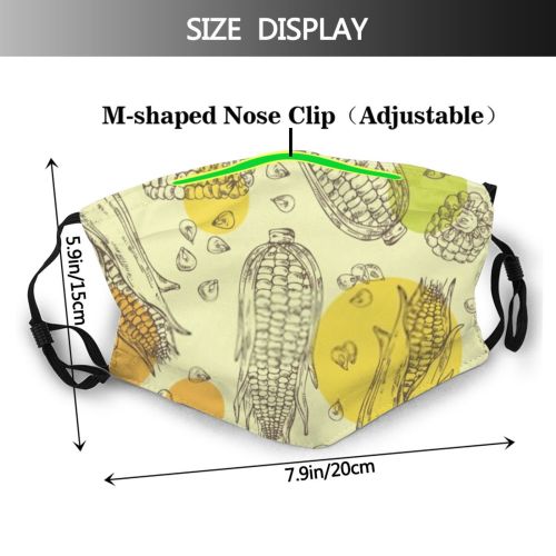 yanfind Isolated Farm Harvest Vegetable Cute Vegetarian Seamless Natural Corn Vintage Diet Ornament Dust Washable Reusable Filter and Reusable Mouth Warm Windproof Cotton Face