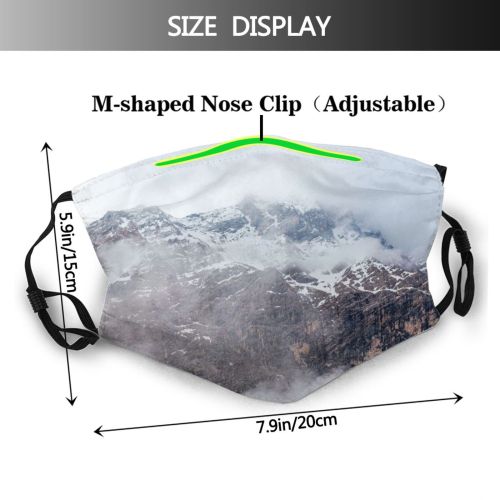 yanfind Idyllic Ice Overcast Amazing Calm Frost Rough Wild Mountain Rock Frozen Tranquil Dust Washable Reusable Filter and Reusable Mouth Warm Windproof Cotton Face