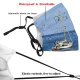 yanfind Dhow Dream Vehicle Sailboat Calm Ripple Corse Sail Sea Boat Sky Island Dust Washable Reusable Filter and Reusable Mouth Warm Windproof Cotton Face