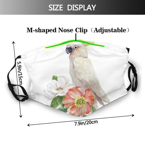 yanfind Isolated Bird Parrot Cute Natural Summer Vintage Bouquet Baby Blossom Design Art Dust Washable Reusable Filter and Reusable Mouth Warm Windproof Cotton Face