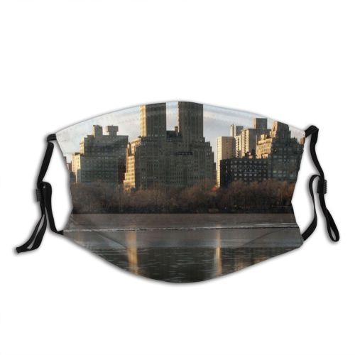 yanfind Winter Frost Settlement Skyscraper York Park City Usa Reservoir Corporate Reflection United Dust Washable Reusable Filter and Reusable Mouth Warm Windproof Cotton Face