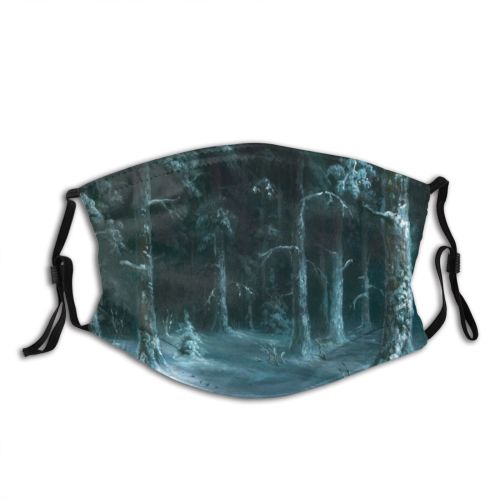 yanfind Ice Design Frost Landscape Frozen Rural Tree Scene Night Snow Forest Watercolor Dust Washable Reusable Filter and Reusable Mouth Warm Windproof Cotton Face
