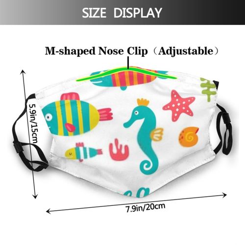 yanfind Isolated Cockleshell Life Cute Fishing Discovery Wildlife Turquoise Summer Starfish Deep Baby Dust Washable Reusable Filter and Reusable Mouth Warm Windproof Cotton Face