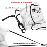 yanfind Isolated Elegant Stylized Clipart Cat Kitty Comic Cute Silhouette Doodle Simple Design Dust Washable Reusable Filter and Reusable Mouth Warm Windproof Cotton Face