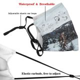 yanfind Ice Glacier Daylight Sunset Frost Hike Frosty Mountain Icy Ski Climb Evergreen Dust Washable Reusable Filter and Reusable Mouth Warm Windproof Cotton Face