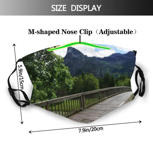 yanfind Idyllic Lake Daylight Park Mountain Forest Bridge River Scenery Mountains Boardwalk Grass Dust Washable Reusable Filter and Reusable Mouth Warm Windproof Cotton Face