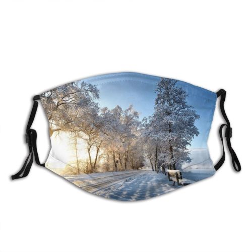 yanfind Infinity Vanishing Saxony Landscape Point Tree Snow Lower Way  Forward Sky Dust Washable Reusable Filter and Reusable Mouth Warm Windproof Cotton Face