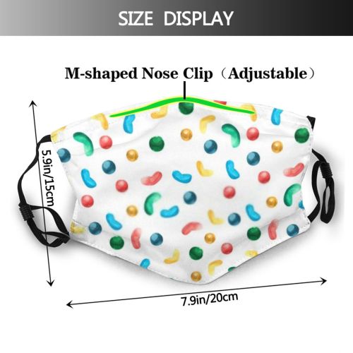 yanfind Candy Lollipop Waffle Cookie Cute Menu Seamless Colorful Cone Dessert Design Sweet Dust Washable Reusable Filter and Reusable Mouth Warm Windproof Cotton Face