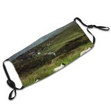 yanfind Idyllic Moutains Sheeps Pasture Mountain Daytime Tranquil Scenery Peak Country Side Grass Dust Washable Reusable Filter and Reusable Mouth Warm Windproof Cotton Face