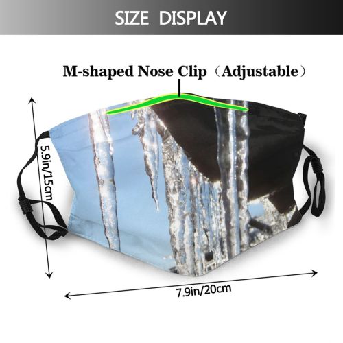 yanfind Winter Frozen Eaves Freeze Winter Sun Ice Ice Formation Snow Icicles Icicle Dust Washable Reusable Filter and Reusable Mouth Warm Windproof Cotton Face
