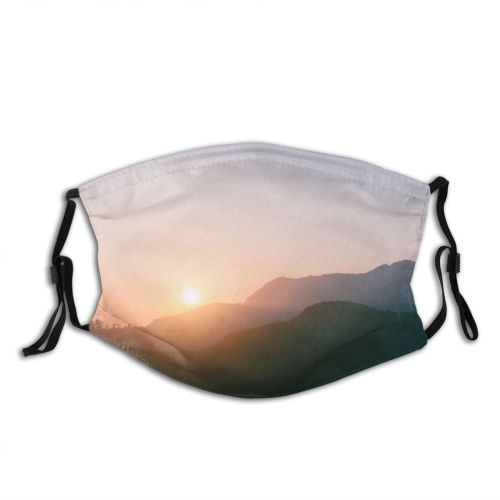 yanfind Idyllic Sunset Dawn Tranquil Backlit Scenery Mountains Sun Silhouettes Outdoors Sky Dusk Dust Washable Reusable Filter and Reusable Mouth Warm Windproof Cotton Face