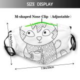 yanfind Fashion Pages Striped Cat Kitty Cute Therapy Coloring Contour Doodle Ornament Pet Dust Washable Reusable Filter and Reusable Mouth Warm Windproof Cotton Face