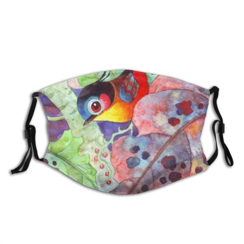 yanfind Abstract Bird Young Little Cute Made Colorful Natural Wildlife Birds Design Beautiful Dust Washable Reusable Filter and Reusable Mouth Warm Windproof Cotton Face
