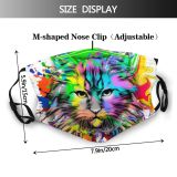 yanfind Abstract Isolated Danger Striped Cat Cute Mascot Psychedelic Colorful Wildlife Mouth Power Dust Washable Reusable Filter and Reusable Mouth Warm Windproof Cotton Face