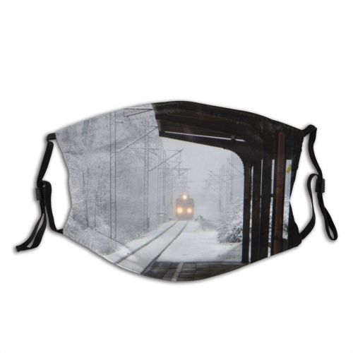 yanfind Winter Transport Winter Atmospheric Platform Silesia Branch Poland Snow Tree Architecture Train Dust Washable Reusable Filter and Reusable Mouth Warm Windproof Cotton Face