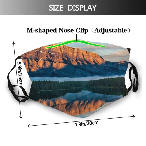 yanfind Lake Daylight Calm Sunset Reflections Mountain Forest Clouds Scenery Majestic Scene Mountains Dust Washable Reusable Filter and Reusable Mouth Warm Windproof Cotton Face