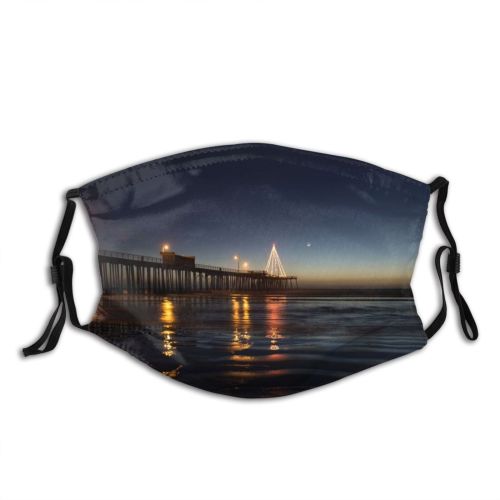 yanfind Jetty Sunset Evening Dawn Waves Sea Bridge Beach Dock Dark Outdoors Sky Dust Washable Reusable Filter and Reusable Mouth Warm Windproof Cotton Face