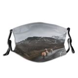 yanfind Range Landscape Skye Sheep Snow Way Forward Sky UK Road Scenics Mountain Dust Washable Reusable Filter and Reusable Mouth Warm Windproof Cotton Face