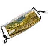 yanfind Idyllic Sight Mountain Slopes Clouds Daytime Tranquil Scenery Mountains Peak Grass Valley Dust Washable Reusable Filter and Reusable Mouth Warm Windproof Cotton Face
