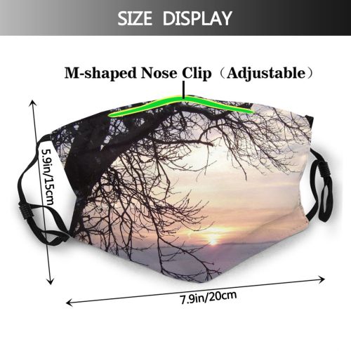 yanfind Winter Sky Field Morning Winter Natural Atmospheric Sun Sunset Landscape Sky Sundown   Dust Washable Reusable Filter and Reusable Mouth Warm Windproof Cotton Face