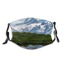 yanfind Idyllic Calm Mountain Snowy Clouds Switzerland Tranquil Grindelwald Scenery Capped Peak Winter Dust Washable Reusable Filter and Reusable Mouth Warm Windproof Cotton Face
