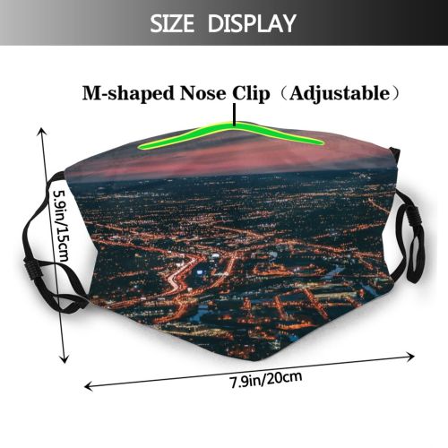 yanfind Idyllic Perspective Shot Afterglow Downtown Dawn Tranquil Drone Scenery Chicago Outdoors Sky Dust Washable Reusable Filter and Reusable Mouth Warm Windproof Cotton Face