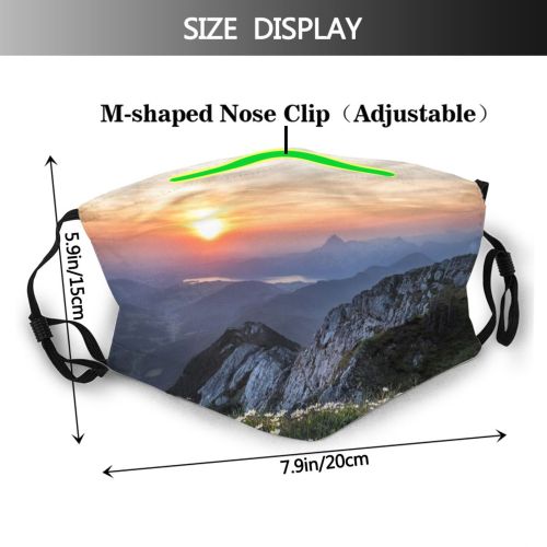 yanfind Idyllic Afterglow Sunset Flora Sight Dawn Mountain Clouds Rockyscape Scenery Free Mountains Dust Washable Reusable Filter and Reusable Mouth Warm Windproof Cotton Face