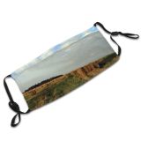 yanfind Pasture Grassland Harvesting Cloud Landscape Field Sky Hay Grass Natural Gathering Prairie Dust Washable Reusable Filter and Reusable Mouth Warm Windproof Cotton Face