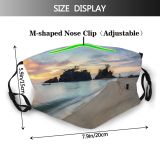 yanfind Idyllic Shore Calm Oceanside Sunset Evening Seaside Dawn Tide Waves Sea Clouds Dust Washable Reusable Filter and Reusable Mouth Warm Windproof Cotton Face