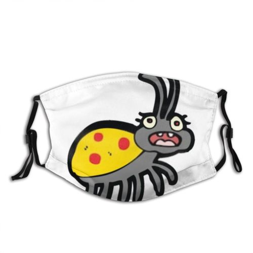 yanfind Isolated Beetle Artwork Little Cute Insect Lowbrow Cheerful Doodle Bug Quirky Art Dust Washable Reusable Filter and Reusable Mouth Warm Windproof Cotton Face