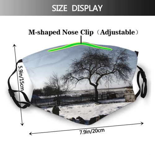 yanfind Winter Old Winter Area Hedge Rural Sky Fence Fence Branch Snow Farm Dust Washable Reusable Filter and Reusable Mouth Warm Windproof Cotton Face