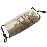 yanfind Winter Mist Morning Natural Atmospheric Autumn Fog Landscape Sky Branch Sunrise Tree Dust Washable Reusable Filter and Reusable Mouth Warm Windproof Cotton Face