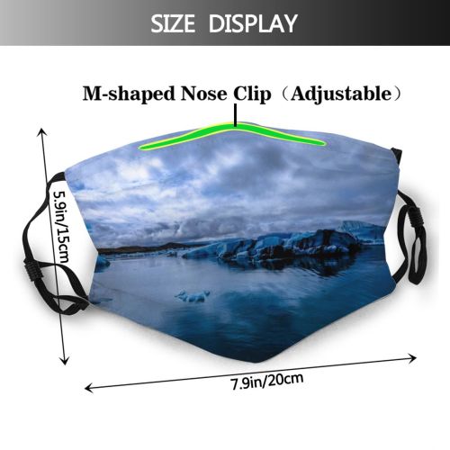 yanfind Iceberg Ice Lake Landscape Scenic Outdoors Snow Reflections Sky Evening Sunset Mountains Dust Washable Reusable Filter and Reusable Mouth Warm Windproof Cotton Face