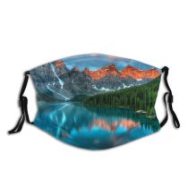 yanfind Ice Lake Amazing Park Calm Daylight Sunset Evening Dawn Mountain Attraction Forest Dust Washable Reusable Filter and Reusable Mouth Warm Windproof Cotton Face