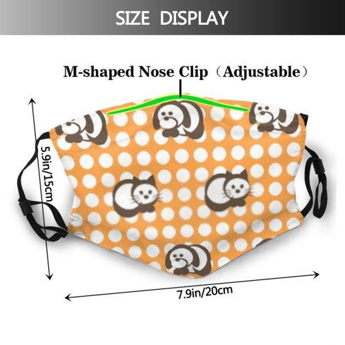 yanfind Abstract Cat Seamless Dog Dotted Puppy Doodle Design Pet Toy Art Decoration Dust Washable Reusable Filter and Reusable Mouth Warm Windproof Cotton Face