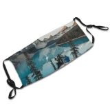 yanfind Ice Glacier Lake Daylight Reflections Frosty Mountain Forest Daytime Peaks Altitude High Dust Washable Reusable Filter and Reusable Mouth Warm Windproof Cotton Face