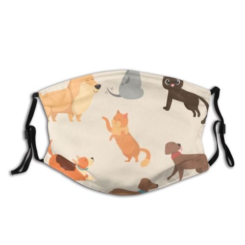 yanfind Friends Dogs Adopt Happiness Little Kitty Comic Cute Friendly Puppy Cheerful Domestics Dust Washable Reusable Filter and Reusable Mouth Warm Windproof Cotton Face